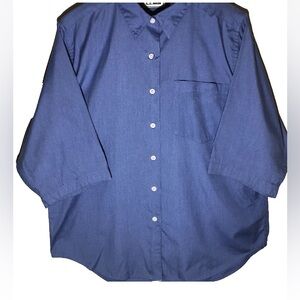 LL Bean Oxford Shirt Women’s Size Large Blue Cotton Blend Wrinkle Residtant